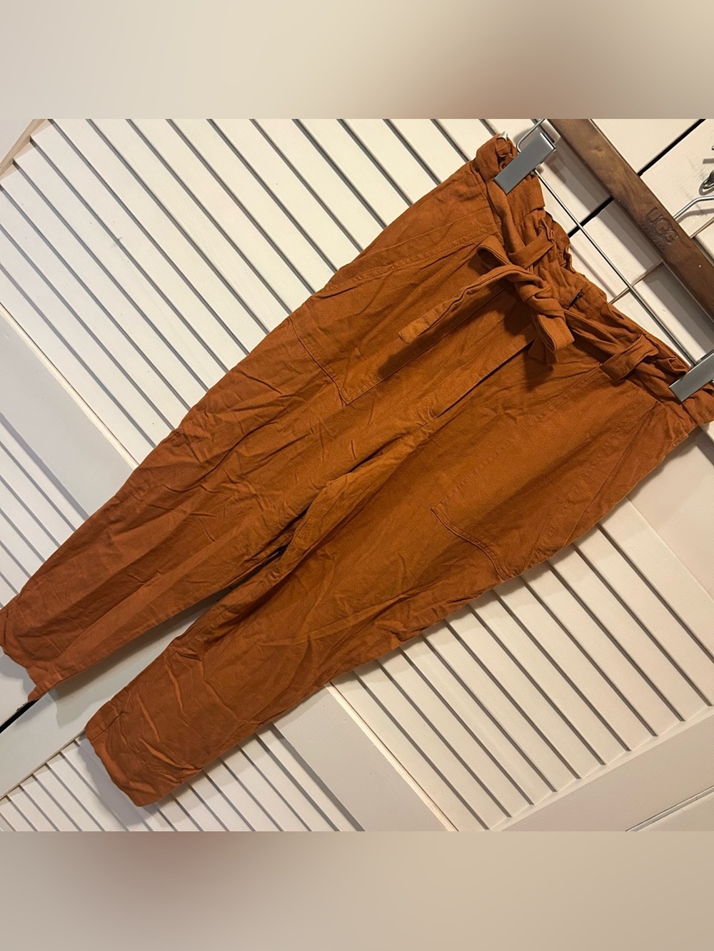 Farm Rio Anthropologie Linen Orange High Waisted Pants Trousers Size Medium